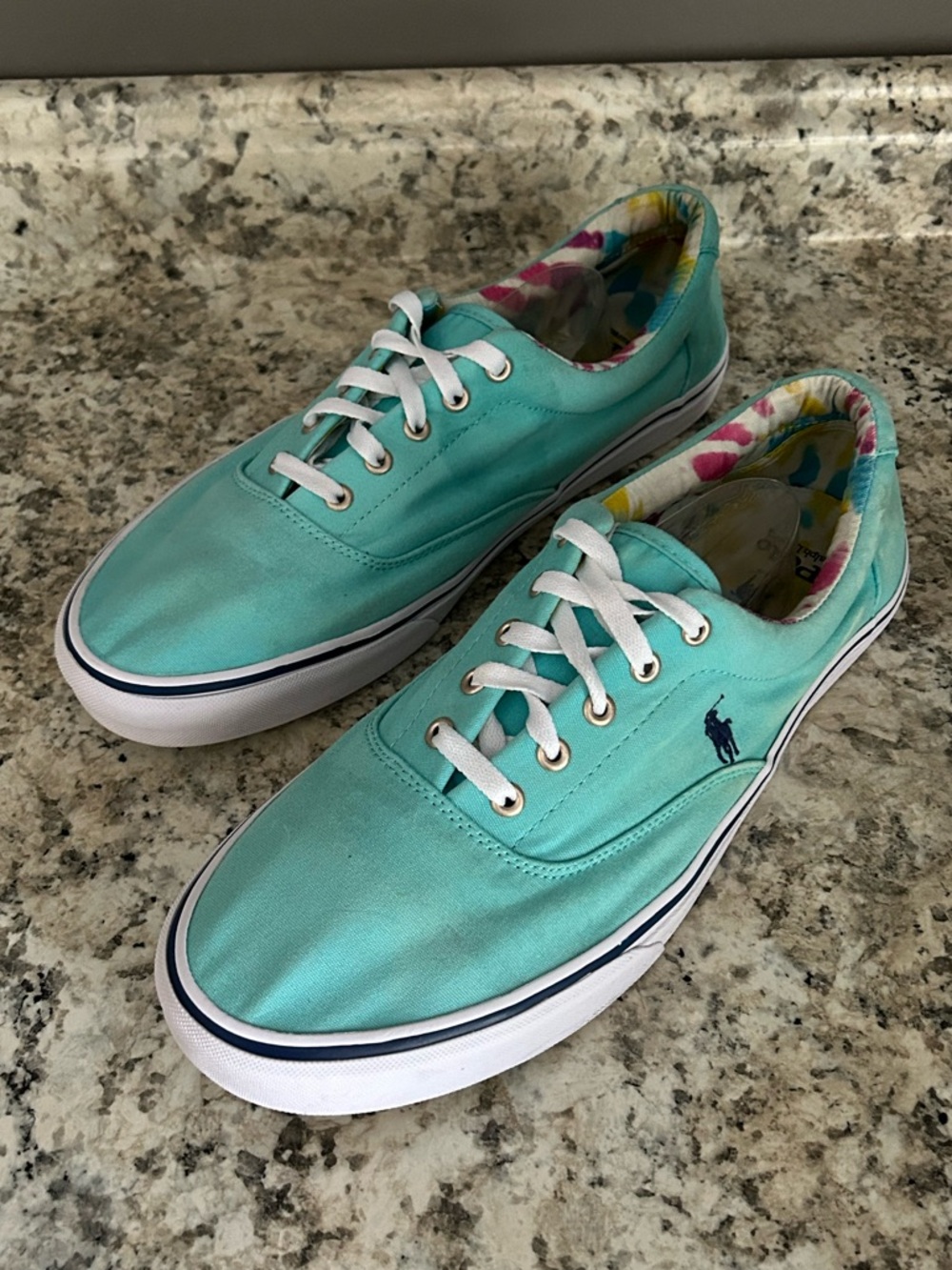 Polo Ralph Lauren Men’s Aqua Keaton Pony Canvas Casual Sneakers Shoes Size 14